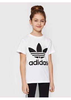 adidas T-Shirt adicolor Trefoil H25246 Biały Regular Fit ze sklepu MODIVO w kategorii Bluzki dziewczęce - zdjęcie 181113026
