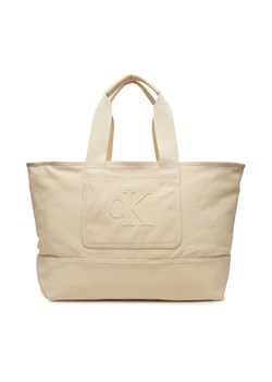 Calvin Klein Jeans Torebka Pocket Canvas Zip Weekender LV04G3093G Écru ze sklepu MODIVO w kategorii Torby Shopper bag - zdjęcie 181113355
