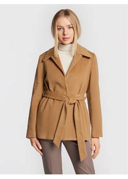 Calvin Klein Płaszcz wełniany K20K204154 Brązowy Regular Fit ze sklepu MODIVO w kategorii Płaszcze damskie - zdjęcie 181113995