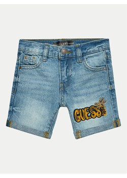 Guess Szorty jeansowe N4GD17 D41E0 Niebieski Regular Fit ze sklepu MODIVO w kategorii Spodenki chłopięce - zdjęcie 181114035