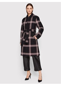 KARL LAGERFELD Płaszcz przejściowy Logo Check 220W1582 Czarny Relaxed Fit ze sklepu MODIVO w kategorii Płaszcze damskie - zdjęcie 181115179
