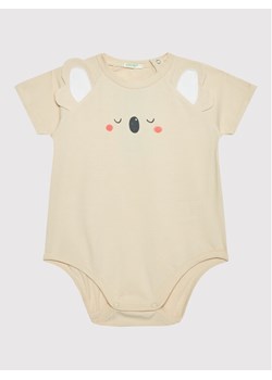United Colors Of Benetton Body dziecięce 3P4ZAB001 Beżowy Regular Fit ze sklepu MODIVO w kategorii Body niemowlęce - zdjęcie 181116515