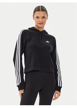 adidas Bluza Essentials 3-Stripes French Terry Crop Hoodie IC8767 Czarny Regular Fit ze sklepu MODIVO w kategorii Bluzy damskie - zdjęcie 181117678