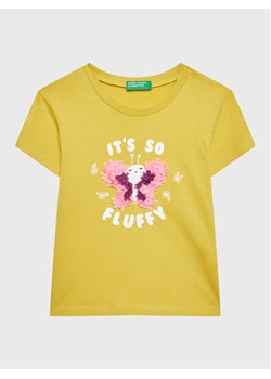 United Colors Of Benetton T-Shirt 3096G107O Żółty Regular Fit ze sklepu MODIVO w kategorii Bluzki dziewczęce - zdjęcie 181117839