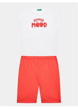 United Colors Of Benetton Komplet t-shirt i spodenki 3096GK008 Biały Regular Fit ze sklepu MODIVO w kategorii Komplety dziewczęce - zdjęcie 181118527