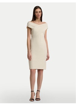 Lauren Ralph Lauren Sukienka koktajlowa 253936390002 Écru Slim Fit ze sklepu MODIVO w kategorii Sukienki - zdjęcie 181120169