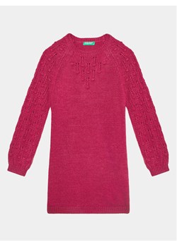 United Colors Of Benetton Sukienka dzianinowa 1UTKCV002 Różowy Regular Fit ze sklepu MODIVO w kategorii Sukienki dziewczęce - zdjęcie 181122096
