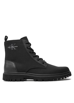 Calvin Klein Jeans Trzewiki Eva Boot Mid Laceup Mix Mtr YM0YM00982 Czarny ze sklepu MODIVO w kategorii Buty zimowe męskie - zdjęcie 181122436