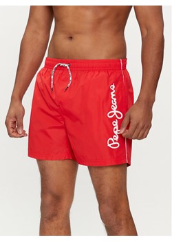 Pepe Jeans Szorty kąpielowe Logo Swimshort PMB10393 Czerwony Regular Fit ze sklepu MODIVO w kategorii Kąpielówki - zdjęcie 181122659
