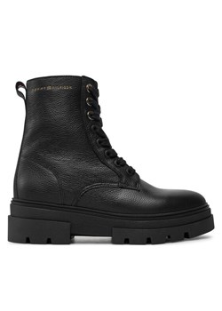 Tommy Hilfiger Botki Bicolor Leather Lace-Up FW0FW08160 Czarny ze sklepu MODIVO w kategorii Botki - zdjęcie 181122736