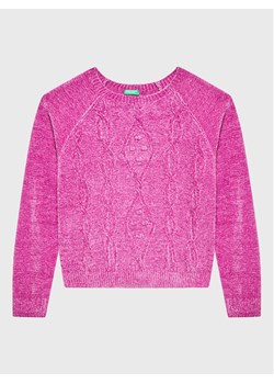 United Colors Of Benetton Sweter 1027C101P Różowy Regular Fit ze sklepu MODIVO w kategorii Swetry dziewczęce - zdjęcie 181123227