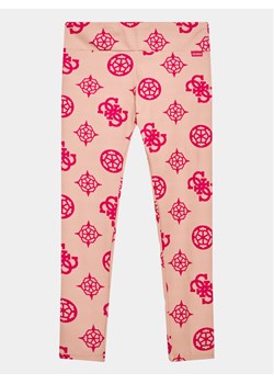 Guess Legginsy J3YB03 MC03W Różowy Slim Fit ze sklepu MODIVO w kategorii Spodnie dziewczęce - zdjęcie 181123558