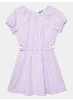 United Colors Of Benetton Sukienka codzienna 4XTWCV019 Fioletowy Regular Fit ze sklepu MODIVO w kategorii Sukienki dziewczęce - zdjęcie 181125055