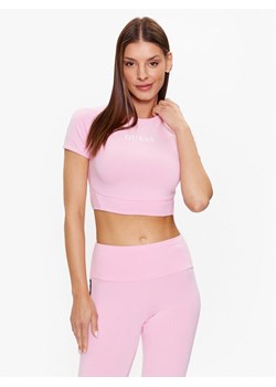 Guess Top V3RP16 KABR0 Różowy Slim Fit ze sklepu MODIVO w kategorii Bluzki damskie - zdjęcie 181125077