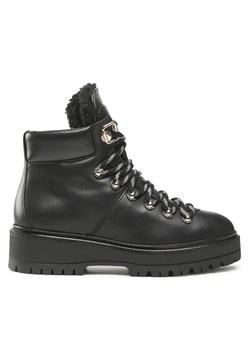 Tommy Hilfiger Botki Leather Outdoor Flat Boot FW0FW06725 Czarny ze sklepu MODIVO w kategorii Workery damskie - zdjęcie 181125395