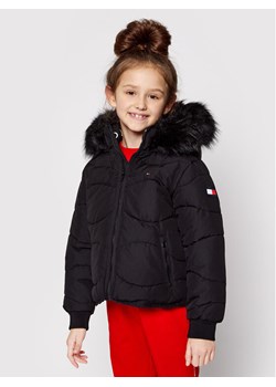 Tommy Hilfiger Kurtka zimowa Tonal Fur KG0KG05970 M Czarny Regular Fit ze sklepu MODIVO w kategorii Kurtki dziewczęce - zdjęcie 181128345
