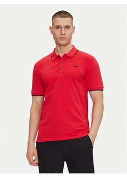 HUGO Polo Dinoso222 50467344 Czerwony Slim Fit ze sklepu MODIVO w kategorii T-shirty męskie - zdjęcie 181128969