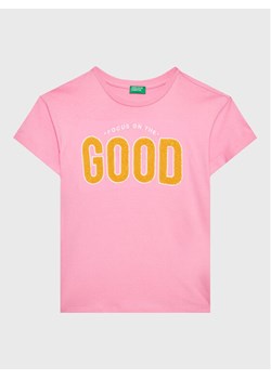 United Colors Of Benetton T-Shirt 3096C10AY Różowy Oversize ze sklepu MODIVO w kategorii Bluzki dziewczęce - zdjęcie 181132819