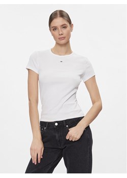 Tommy Jeans T-Shirt Essential DW0DW17383 Biały Slim Fit ze sklepu MODIVO w kategorii Bluzki damskie - zdjęcie 181133157