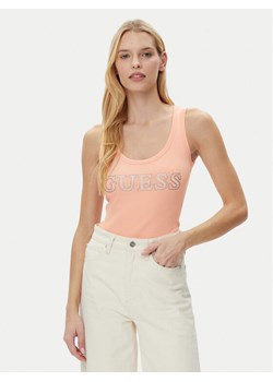 Guess Top W5GP29 KA0H1 Beżowy Regular Fit ze sklepu MODIVO w kategorii Bluzki damskie - zdjęcie 181135365