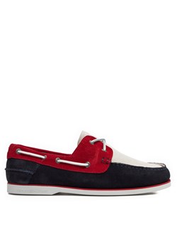 Tommy Hilfiger Mokasyny Th Boat Shoe Core Rwb Suede FM0FM04630 Granatowy ze sklepu MODIVO w kategorii Mokasyny męskie - zdjęcie 181136736