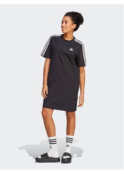 adidas Sukienka codzienna Essentials 3-Stripes Single Jersey Boyfriend Tee Dress HR4923 Czarny Loose Fit ze sklepu MODIVO w kategorii Sukienki - zdjęcie 181138879