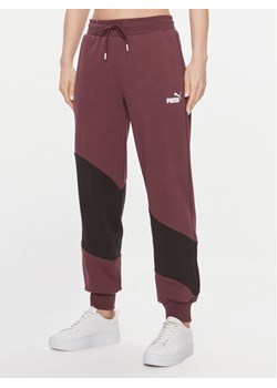 Puma Spodnie dresowe Puma Power Cat 673978 Bordowy Regular Fit ze sklepu MODIVO w kategorii Spodnie damskie - zdjęcie 181139899