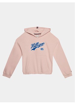 Tommy Hilfiger Bluza Hilfiger Script Hoodie KG0KG07721 Różowy Regular Fit ze sklepu MODIVO w kategorii Bluzy dziewczęce - zdjęcie 181139945