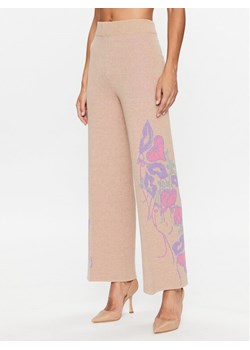 TWINSET Spodnie dzianinowe 232TP3681 Beżowy Wide Leg ze sklepu MODIVO w kategorii Spodnie damskie - zdjęcie 181140306