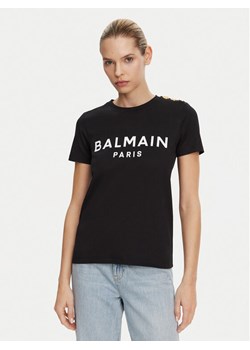 Balmain T-Shirt BF1EF005BB02 Czarny Regular Fit ze sklepu MODIVO w kategorii Bluzki damskie - zdjęcie 181141367