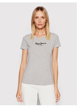 Pepe Jeans T-Shirt New Virgina PL505202 Szary Slim Fit ze sklepu MODIVO w kategorii Bluzki damskie - zdjęcie 181142369