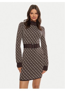 Guess Sukienka dzianinowa Lise W4BK43 Z37K0 Brązowy Regular Fit ze sklepu MODIVO w kategorii Sukienki - zdjęcie 181144369