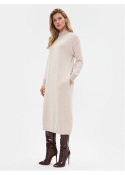 Peserico Sukienka dzianinowa S92217F07 Beżowy Regular Fit ze sklepu MODIVO w kategorii Sukienki - zdjęcie 181145529