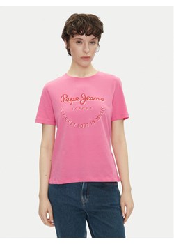 Pepe Jeans T-Shirt Rumer PL506072 Różowy Regular Fit ze sklepu MODIVO w kategorii Bluzki damskie - zdjęcie 181146757