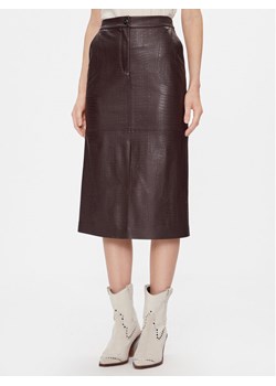 Max Mara Leisure Spódnica skórzana Ethel 2416771027 Bordowy Regular Fit ze sklepu MODIVO w kategorii Spódnice - zdjęcie 181146808