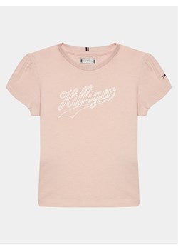 Tommy Hilfiger T-Shirt Hilfiger Script Tee S/S KG0KG07714 Różowy Regular Fit ze sklepu MODIVO w kategorii Bluzki dziewczęce - zdjęcie 181148419