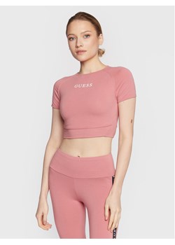 Guess T-Shirt Aline V3RP16 KABR0 Różowy Slim Fit ze sklepu MODIVO w kategorii Bluzki damskie - zdjęcie 181149076