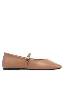 Calvin Klein Baleriny Ballerina New Buckle - Lth HW0HW02483 Brązowy ze sklepu MODIVO w kategorii Balerinki - zdjęcie 181149305