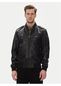 Aeronautica Militare Kurtka skórzana 251PN5044PL266 Czarny Regular Fit ze sklepu MODIVO w kategorii Kurtki męskie - zdjęcie 181150657