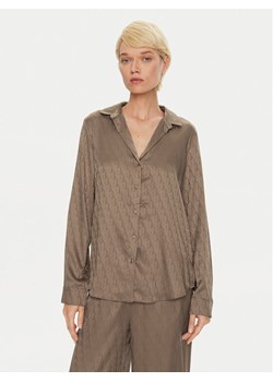 Calvin Klein Koszulka piżamowa Buttondown 000QS7302E Brązowy Regular Fit ze sklepu MODIVO w kategorii Piżamy damskie - zdjęcie 181150807