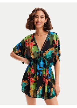 Desigual Sukienka plażowa Tropical Party 24SWMW23 Czarny Loose Fit ze sklepu MODIVO w kategorii Odzież plażowa - zdjęcie 181150986