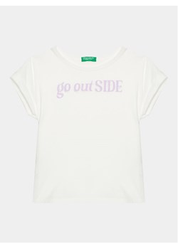 United Colors Of Benetton T-Shirt 3096C10C1 Biały Regular Fit ze sklepu MODIVO w kategorii Bluzki dziewczęce - zdjęcie 181151057