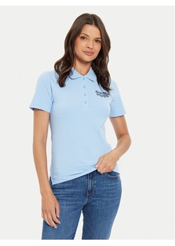 Tommy Hilfiger Polo Script WW0WW43624 Błękitny Slim Fit ze sklepu MODIVO w kategorii Bluzki damskie - zdjęcie 181152337
