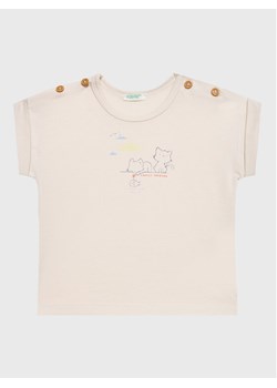 United Colors Of Benetton T-Shirt 3096A102A Beżowy Regular Fit ze sklepu MODIVO w kategorii Bluzki dziewczęce - zdjęcie 181153115