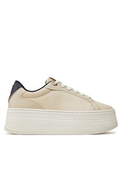 Tommy Hilfiger Sneakersy Th Platform Sneaker Triangle FW0FW08115 Beżowy ze sklepu MODIVO w kategorii Buty sportowe damskie - zdjęcie 181153419
