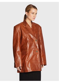 Remain Marynarka Bolette Blazer Leather RM1662 Brązowy Relaxed Fit ze sklepu MODIVO w kategorii Marynarki damskie - zdjęcie 181155196