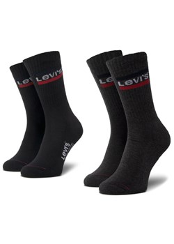 Levi's® Zestaw 2 par wysokich skarpet unisex 37157-0153 Czarny ze sklepu MODIVO w kategorii Skarpetki męskie - zdjęcie 181156048