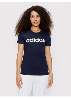 adidas T-Shirt Loungewear Essentials Logo H07833 Granatowy Slim Fit ze sklepu MODIVO w kategorii Bluzki damskie - zdjęcie 181156226