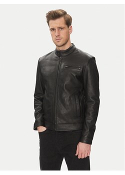 Serge Pariente Kurtka skórzana RETRO Czarny Slim Fit ze sklepu MODIVO w kategorii Kurtki męskie - zdjęcie 181156417