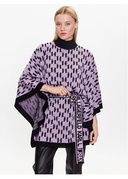 KARL LAGERFELD Ponczo 230W2007 Fioletowy Relaxed Fit ze sklepu MODIVO w kategorii Poncza - zdjęcie 181156447